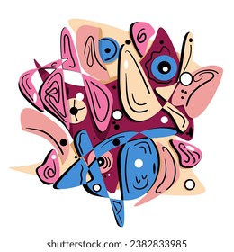Abstract vector illustration with hand drawn elements, shapes and doodles.