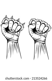 Abstract vector illustration hand with knuckledusters