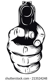 Abstract vector illustration hand with pistol