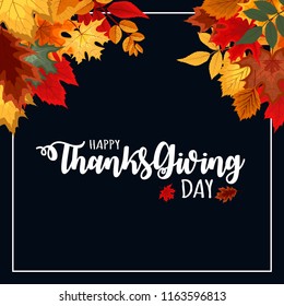 Abstract Vector Illustration Happy Thanksgiving Day Background with Falling Autumn Leaves. EPS10