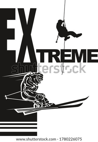 Abstract vector illustration with he silhouettes of the 
extreme people. Easy editable layered background. Place for text or image.