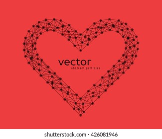 Abstract vector illustration of heart frame on red background