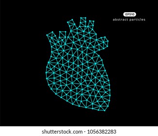 Abstract vector illustration of heart on black background.