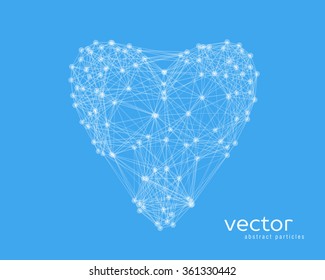 Abstract vector illustration of heart on blue background