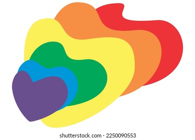 An abstract vector illustration of heart shapes in rainbow colors