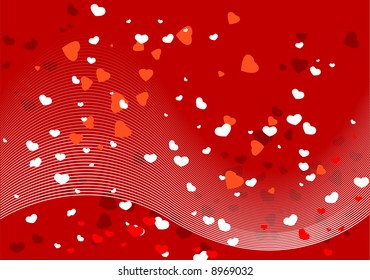 Abstract vector illustration of hearts and lines