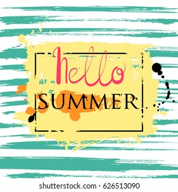 Abstract vector illustration. Hello summer. Background for design of postcard, banner, poster,