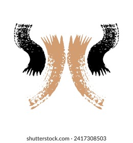 Abstract vector illustration. Helping hands. All in our hands. Random brush strokes. Poster in primitive style. Symbolism