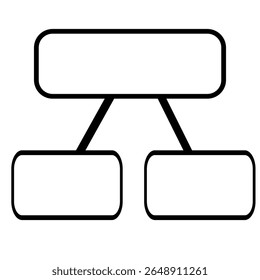 illustration vectorielle en Abstrait d'une structure hiérarchique représentée par trois formes rectangulaires arrondies interconnectées, avec des contours noirs audacieux sur fond blanc,...