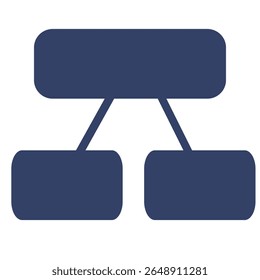Abstract vector illustration of a hierarchical structure with rounded rectangular shapes, showcasing a simple yet elegant design in a dark navy blue color palette.