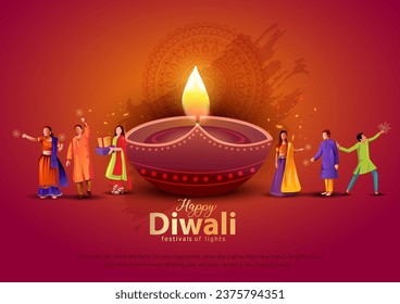 ilustración vectorial abstracta de los hindúes celebrando el feliz pasado feriado indio Diwali.