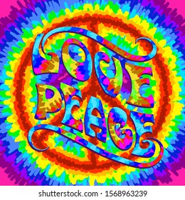 Abstract vector illustration Hippie Symbol over colorful background. The Concept Of The Pacific. Idea Peace, Freedom, Love, antiwar, Spirituality. Vector illustration for print for t-shirt