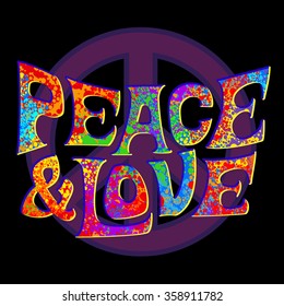 Abstract vector illustration Hippie Symbol over colorful background. Idea Peace, Freedom, Love, antiwar, Spirituality. Vector illustration for t-shirt print over 