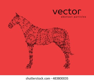 Abstract vector illustration of horse on red background
