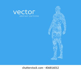 Abstract Vector Illustration Of Human Body On Blue Background.