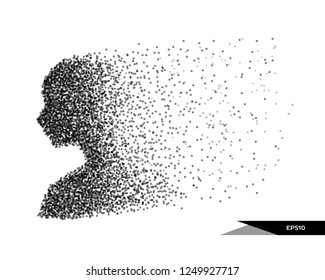 Abstract vector illustration of human bust in the form of dots. You can easily change color.
