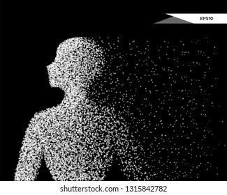 Abstract vector illustration of human bust in the form of dots. You can easily change color.