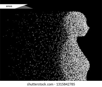 Abstract vector illustration of human bust in the form of dots. You can easily change color.