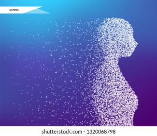 Abstract vector illustration of human bust in the form of dots. You can easily change color.