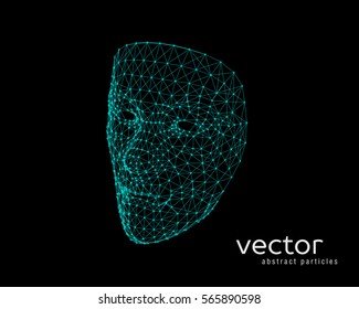 Abstract vector illustration of human face on black background.