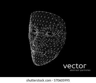 Abstract vector illustration of human face on black background.