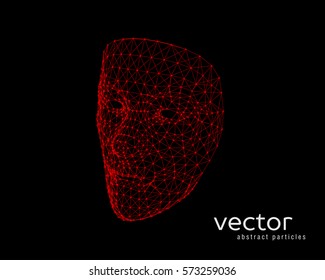 Abstract vector illustration of human face on black background.