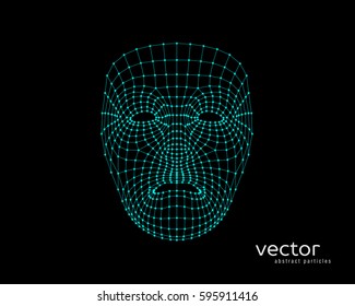 Abstract vector illustration of human face on black background.