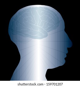 Abstract vector illustration of a human head with a burst.