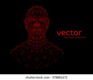 Abstract vector illustration of human head on black background