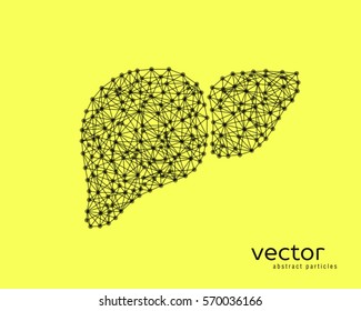 Abstract vector illustration of human liver on yellow background.