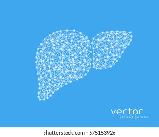 Abstract vector illustration of human liver on blue background.