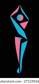 Ilustración vectorial Abstractas del arte de la silueta del símbolo de la pose del yoga humano. Vector del símbolo de la aptitud para su negocio.