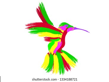 Abstract vector illustration of Hummingbird bird on white background. The illustration is bright and perfect for those who like to stand out logo.