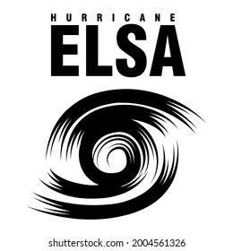 An abstract vector illustration of Hurricane Elsa on an isolated white background
