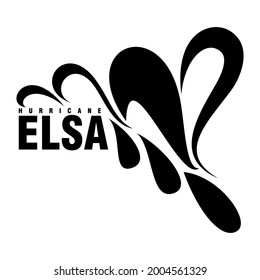 An abstract vector illustration of Hurricane Elsa on an isolated white background