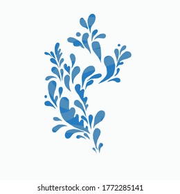 Abstract vector illustration. Ink splatter. One colour delicate tracery.