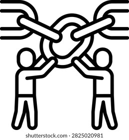 Abstract vector illustration of interconnected metallic joint chain links representing industrial strength, networking, and structural connection
