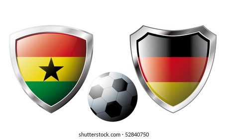 Abstract vector illustration isolated on white background. Shiny football shield of national flag.