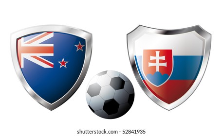Abstract vector illustration isolated on white background.  Shiny football shield of national flag.