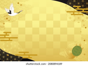 Abstract vector illustration of Japanese pattern of crane and turtle