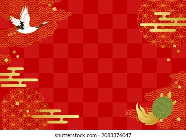 Abstract vector illustration of Japanese pattern of crane and turtle