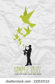 Abstract vector illustration of jazz maker and birds.