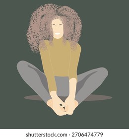 Ilustração vetorial abstrata de uma senhora em uma pose sentada