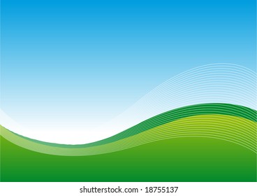 Abstract vector illustration of a landscape with blue sky