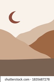 Abstract vector illustration of landscape with textures. Contemporary art. Mountains in modern style. Outdoor background. Perfect for print, poster, social media