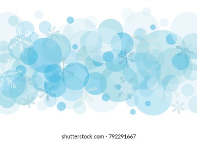 Abstract vector illustration with light blue winter background, isolated. Snow and snowflakes in shades of blue. Poster, banner, wallpaper design template.
