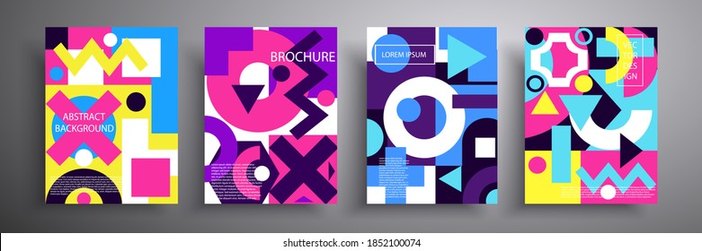 Abstract vector illustration of light covers with graphic geometric elements. Template for brochures, covers, notebooks, banners, magazines and flyers, modern website template design.