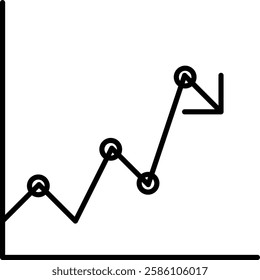 Abstract vector illustration of a line graph with a visual representation of decline and direction arrow, suitable for business, finance, or data analysis graphics.