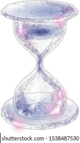 Abstract vector illustration line mash low poly polygonal geometric shapes wireframe hourglass, sand, time, clock, glass, timer, countdown, clock, hourglass