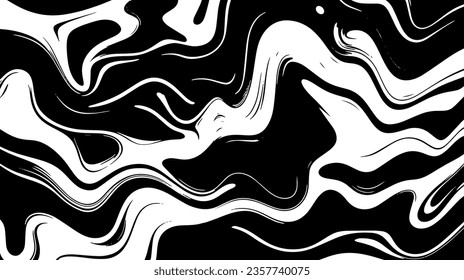 Abstract vector illustration from lines with wavy patterns, black and white, 2d vector